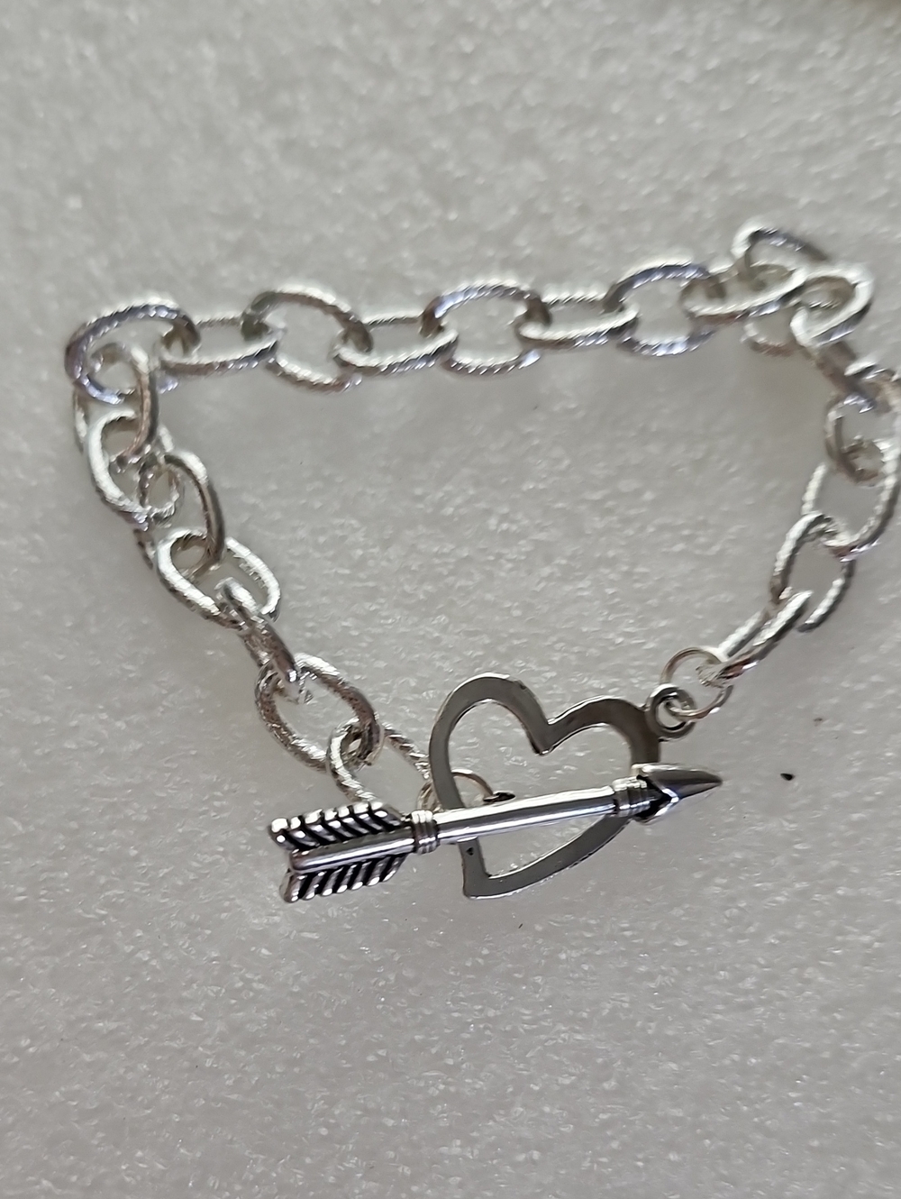 Hand Crafted Silver Heart & Arrow Chain Bracelet